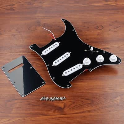 Prewired Loaded Pickguard, Guitar Pickguard-3-Ply SSS Prewired Loaded Pickguard with Alnico V Pickups Kit Humbucker Pickups for Stratocaster/Strat Guitars Replacement Parts (black) image 2
