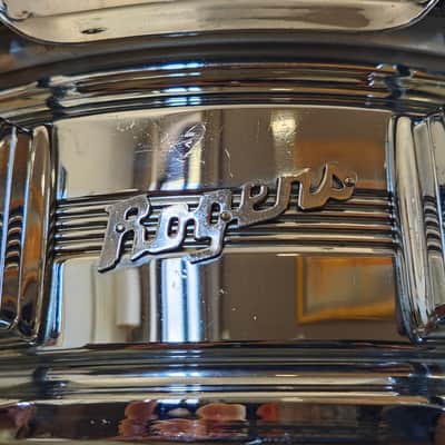 Rogers "5-Line" Dyna-Sonic 5x14" Brass Snare Drum 1966–1967 - Chrome image 4