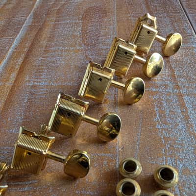 Fender Tuning Pegs & Bushings For Telecaster Stratocaster Vintage Style Gold PW Stamped image 4