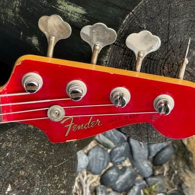Fender Jazz Bass 1964 - a stunning January '64 Candy Apple Red Metallic example w/Green'gard & Clay Dots ! image 9