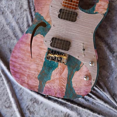 Build to order GB Liuteria Traditional Tele Semi Hollow fuchsia mapple and resin image 2