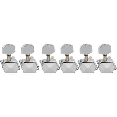 Pro 6 in line Semi Sealed Electric Guitar Machine Heads Tuning Pegs Keys Tuners Set for Fender Stratocaster Telecaster Guitar Replacement Right Hand, Chrome image 1