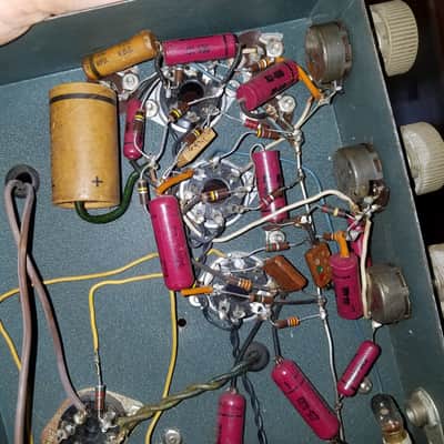 Knight rare 83SX234 10 watt mono tube amplifier 2E26 not 6V6 push pull 1955 - blue wrinkle paint image 14