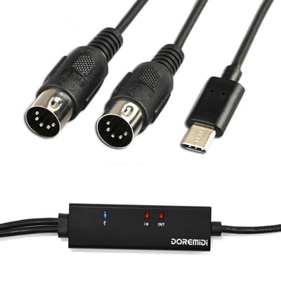 DOREMiDi MIDI To USB C Type C Cable USB MIDI Converter With Indicator Light For MacBook Android image 1