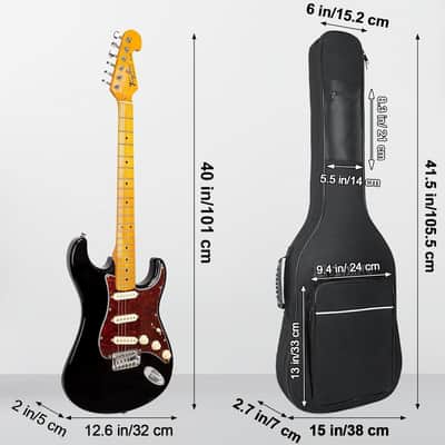 39 40 41 Inch Electric Guitar Bag, Electric Guitar Gig Bag 0.35 Inch Waterproof Thick Padding Backpack Soft Electric Guitar Case Dual Adjustable Shoulder Strap Pocket & Back Hanger Loop image 2