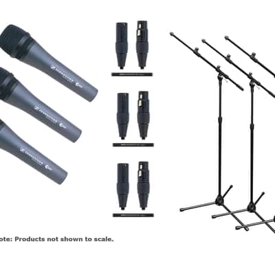 (Mint) Sennheiser E835-TRIO-K e 835 TRIO Bundle With (3) Mics + (3) Tripod Stands / Booms + (3) Cables image 1