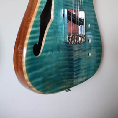 Telecaster Electric Guitar Project - Turquoise Flame Maple Top, Neck & Fretboard image 5