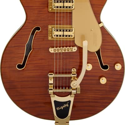 Gretsch Electromatic LTD Flame Okoume Broadkaster Double-Cut with Bigsby - Roundup Orange / with Bigsby image 1