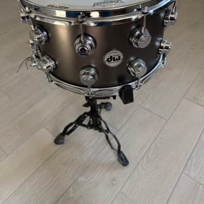 DW Collector's Series Satin Black Over Brass 8x14" Snare Drum 2021 - Present - Satin Black with Chrome Hardware image 2