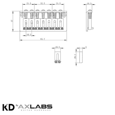 KD By AxLabs 7-String Hardtail Bridge - String-Through-Body, 10.5 mm Spacing - Satin Black image 2