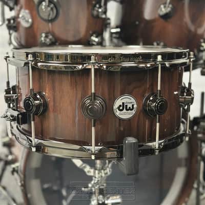 DW Collectors Pure Walnut 6pc Drum Set Natural to Quick Ebony Burst image 5