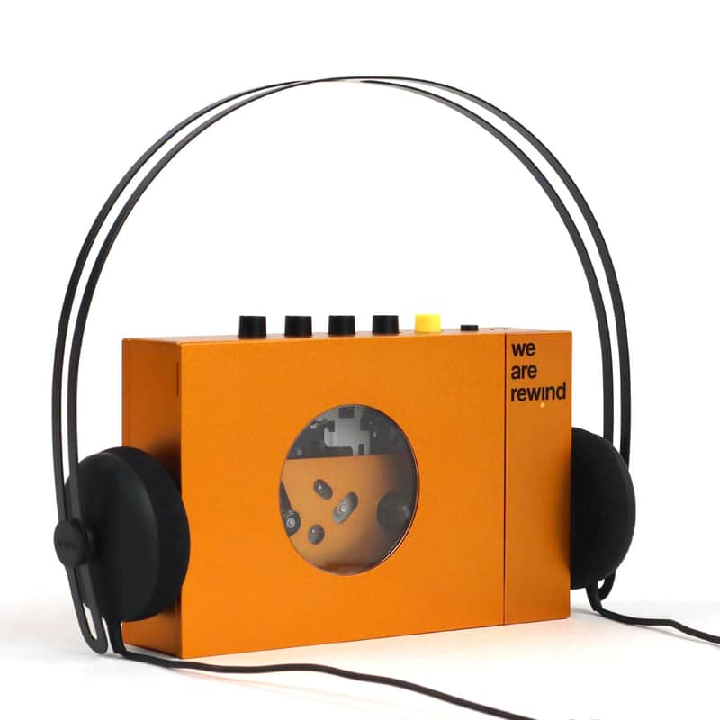 We Are Rewind: Portable Cassette Player w/ Bluetooth Orange + Tracks Headphones image 1