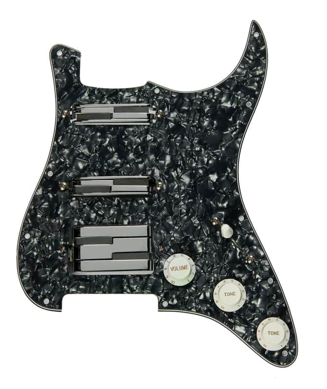 LACE Custom Shop HSS Alumitone (Black Pearl) Loaded Pickguard w Chrome Pickups image 1