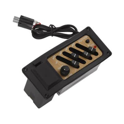 EQ-7545R Acoustic Guitar Preamp Pickup System – 4-Band Piezo EQ Equalizer, Wood Grain Finish image 2