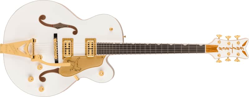 Gretsch Falcon Hollow Body with String-Thru Bigsby and Gold Hardware Ebony FB White with Case