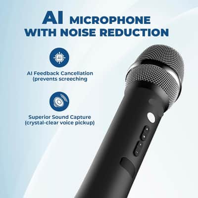 Bluetooth Microphone Wireless Voice Amplifier, Professional Intelligent Noise Cancelling Handheld/Desktop Mic Speaker, 15W Wireless Mic with 3 Sound Effects for Teaching Singing Speaking Karaoke image 3