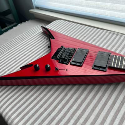 Jackson Pro Series Phil Demmel Signature Demmelition Pro King V, NOS condition, NECK-THRU construction, Floyd Rose Tremolo, Active EMG pickups, RED with BLACK BEVELS, with OEM Jackson FLYING V Hardshell Case, original accessories image 5