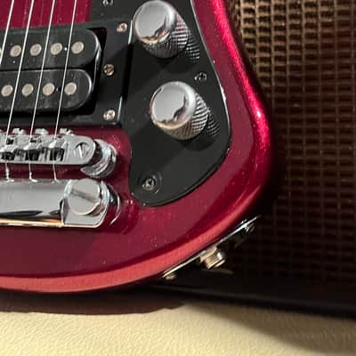 Hofner Shorty Travel Guitar Tune-O-Matic Style & Tailpiece W/Travel Bag - Red Metallic image 2