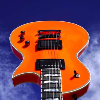 ESP CUSTOM SHOP Eclipse CTM - Ebony Neon Orange 6-String Electric Guitar w/ Case image 1
