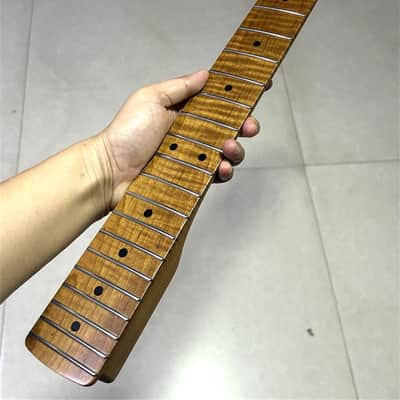 22fret Roasted flame Maple Custom nut 43mm  Electric guitar neck Part 12in image 5