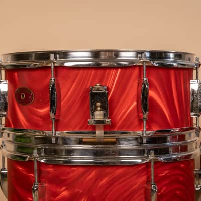 Vintage Mica-Sonic MIJ Red Satin Flame Drum Set image 3