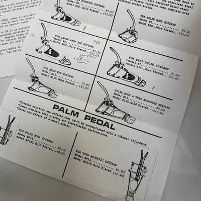 1980's Bigsby Palm Pedal Promotional Sheet + parts price list + bigsby dealer price list image 2