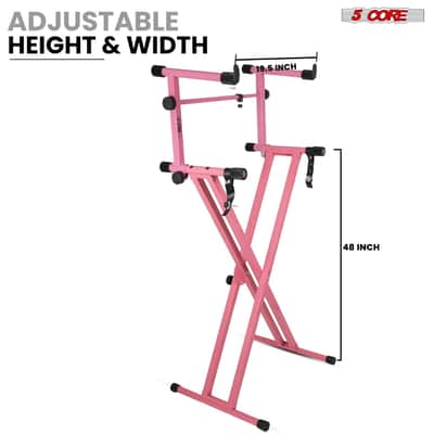 5 Core 2 Tier Keyboard Stand Combo Heavy Duty Adjustable Piano Stand with Extension Arm image 8