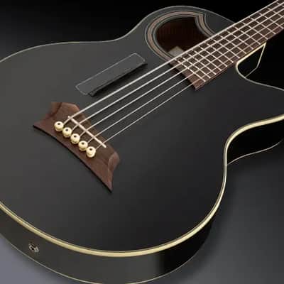 Warwick RockBass Alien Deluxe Hybrid Thinline, 5-String - Solid Black Satin image 1