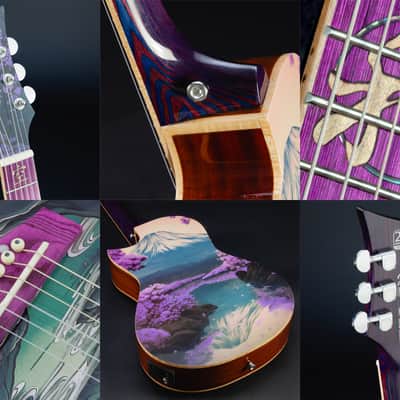 Lindo Ryokou Electro Acoustic Travel Guitar | Japanese Graphic Art | BS3M Piezo/Mic Blend Preamp | 3/4 Size / 24" Scale-Length | Luminlay Side Dots | Five Elements Kanji Abalone Sea Shell and Maple Inlays | Designed in the UK (Steel Strings) image 8