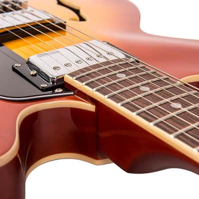 Vintage VSA500HB ReIssued Semi Acoustic Guitar - Honeyburst (Open Box) image 10