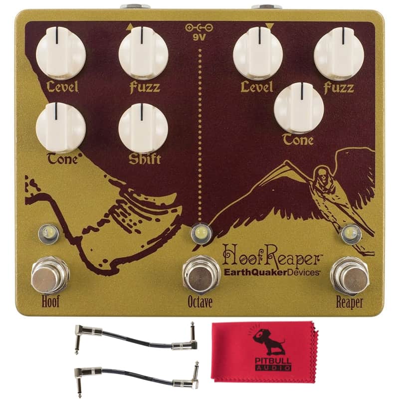 EQD EarthQuaker Devices Hoof Reaper V2 Pedal w/ Cables & Pitbull Audio Cloth image 1