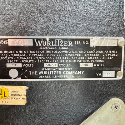 Wurlitzer 200A 64-Key Electric Piano 1974 - 1983 - Black image 2