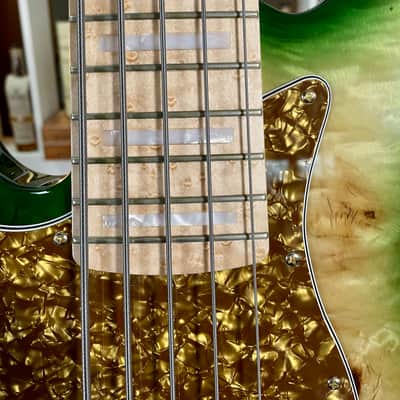 LEFTY Bass Mods Custom 5-String bass (strung righty): Poplar top, Birdseye Maple Fingerboard, image 5