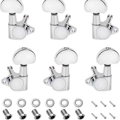 3L3R '60s Guitar Tuning Pegs Keys 15:1 Guitar String Tuning Keys Machines with 90 Degree Fixing Tag for Gibson/Epiphone Les Paul LP Electric Acoustic Guitar JT/JXQ-05 Chrome Half Moon Button image 1