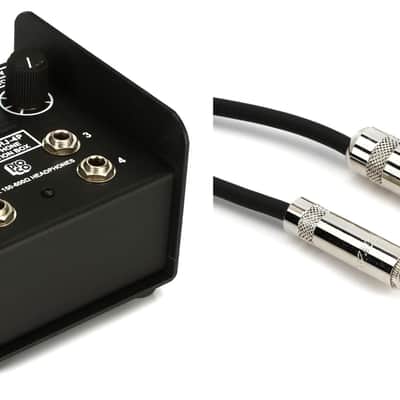 Pro Co HJ4P 4-channel Headphone Junction Box  Bundle with Pro Co BPBQMBF-10 Excellines 3.5mm TRS Female to 1/4-inch TRS Male Cable - 10 foot image 1