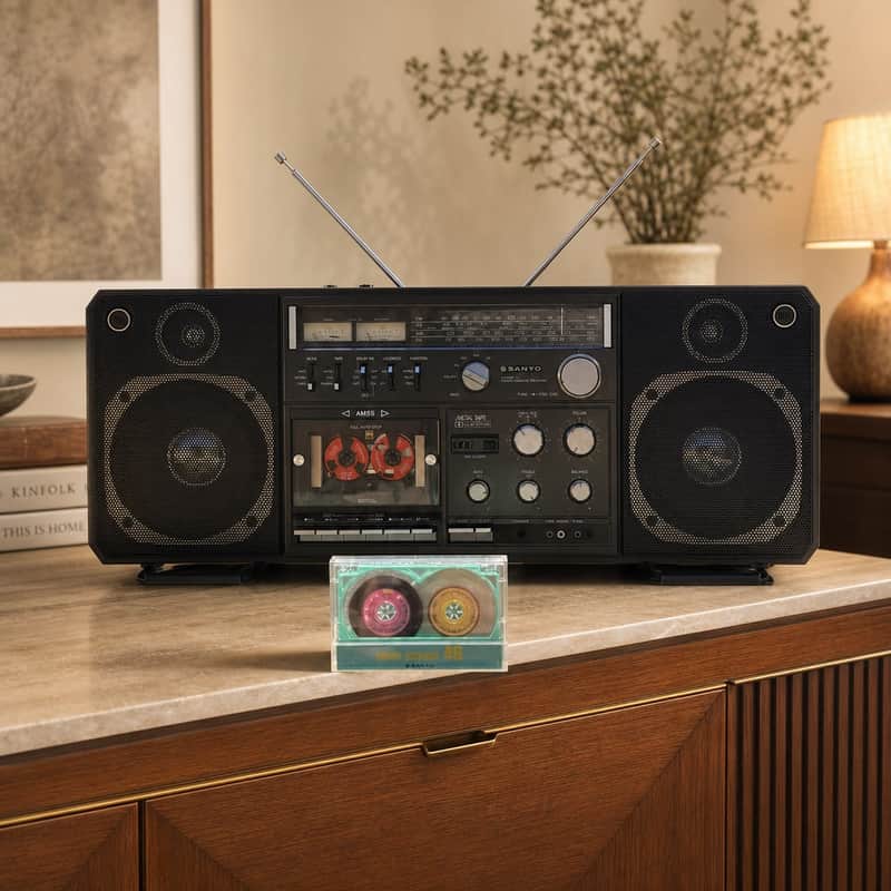 Sanyo M 9998LU Rare Vintage Cassette Boombox Getto blaster Serviced Warranty image 1