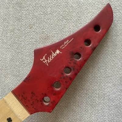 Red Left Handed Guitar Maple Wood Neck, 24 Frets Fingerboard image 12