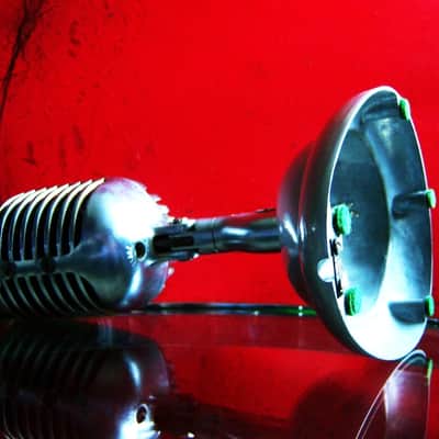 Vinatge 1940's Shure 55 dynamic microphone satin chrome w S-36 desk stand Elvis image 14