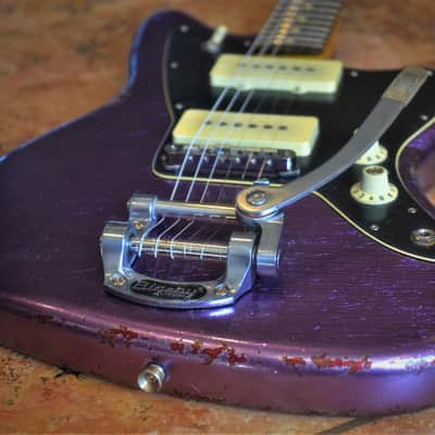 American Fender Jazzmaster Limited Edition Custom Heavy Relic Nitro Purple Sparkle image 9