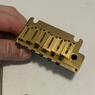 2004 Era Fender USA American Deluxe Stratocaster 2 Post Gold Tremolo Bridge & Arm image 5