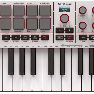 Akai MPK Mini IV White Portable MIDI Keyboard Controller for Beat Making