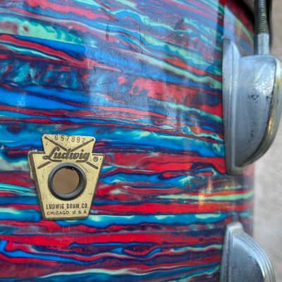 Ludwig No. 944 Classic 9x13" Rack Tom with Keystone Badge 1968 - Psychedelic Red image 4
