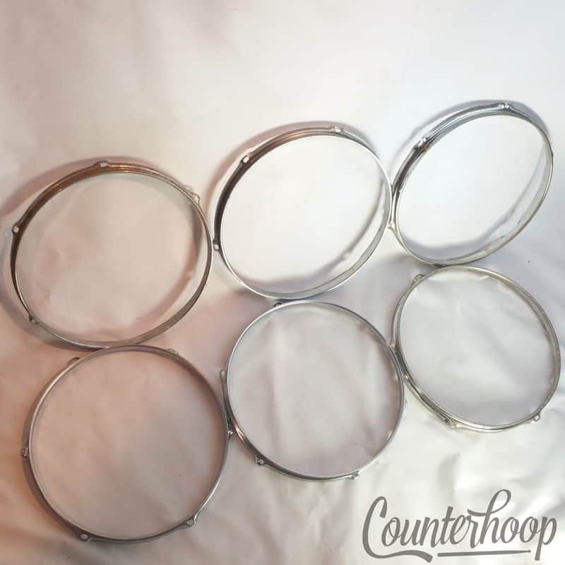 *Pearl 6x 12"Tom Drum Rims/Hoops Triple-Flange Chrome 6-Lug Hole Japan 70s Lot* image 1