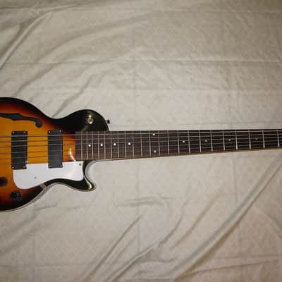 Semi Hollow body bass guitar, 6 string, Sunburst image 1