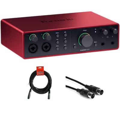 Focusrite Scarlett 16i16 USB-C Audio/MIDI Interface (4th Generation) Bundle with XLR- XLR Cable (2 Pack), Hosa Mid-310 Black 10 ft. Midi cable (2 Pack) image 1