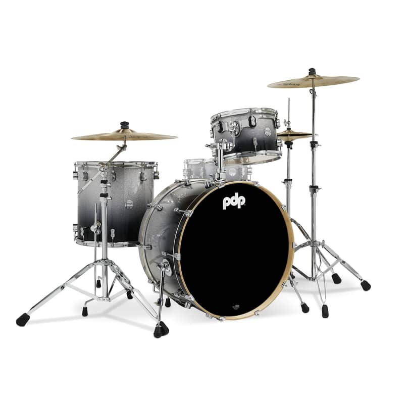 PDP Concept Maple Series 3-Piece Rock Shell Pack, Silver/Black Fade Lacquer image 1