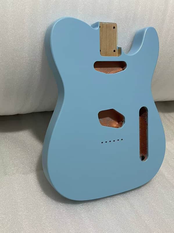 1 blue nitrocellulose lacquer alder wood Electric guitar body Matte finish tele body image 1