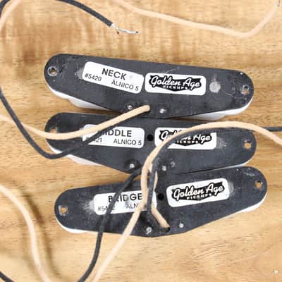 Golden Age Alnico 5 Stratocaster Pickup Set - White Covers image 3
