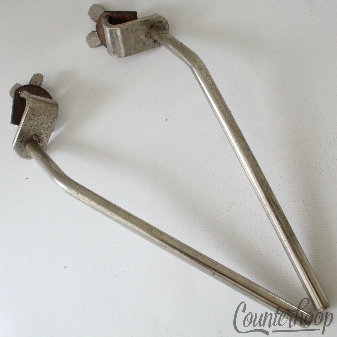 Gretsch Clamp-On Bass Drum Spurs/Legs-Mounts Nickel Vintage 40s Walberg&Auge USA — main photograph