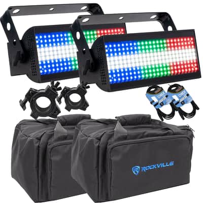 (2) American DJ Jolt 300, (2) Rockville RLB30 Bag, (2) Clamp, (2) DMX Cables Bundle image 1